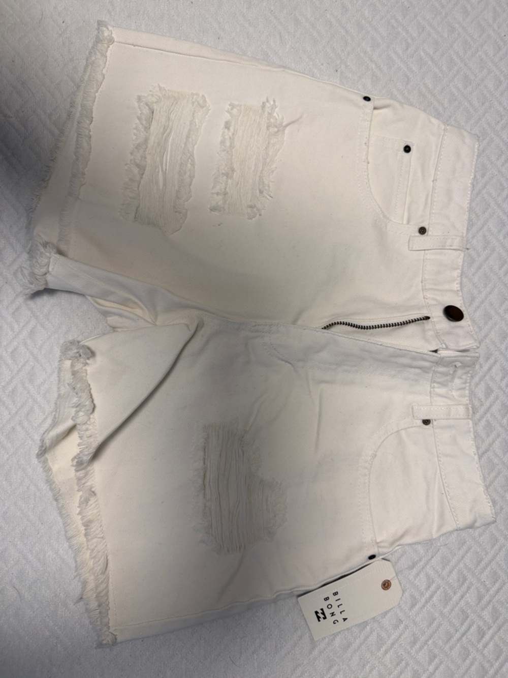 Billabong White Distressed Frayed Hem Jean Shorts